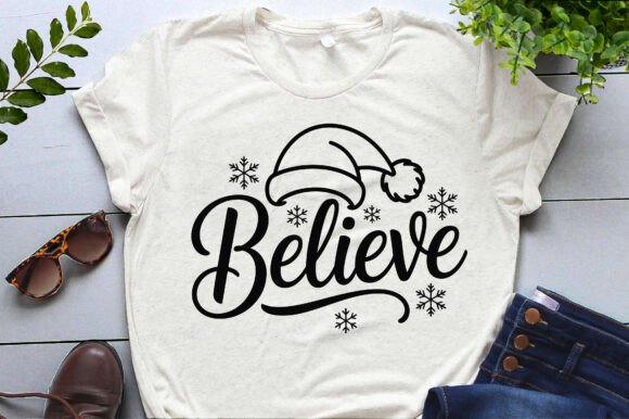 Believe Typography Christmas PNG SVG