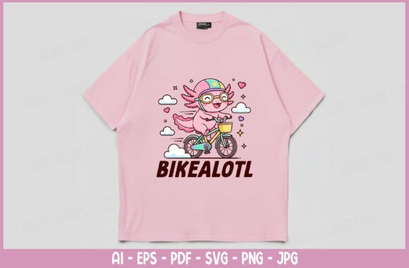 Bikealotl PNG Cute Axolotl Riding Bicy Graphics