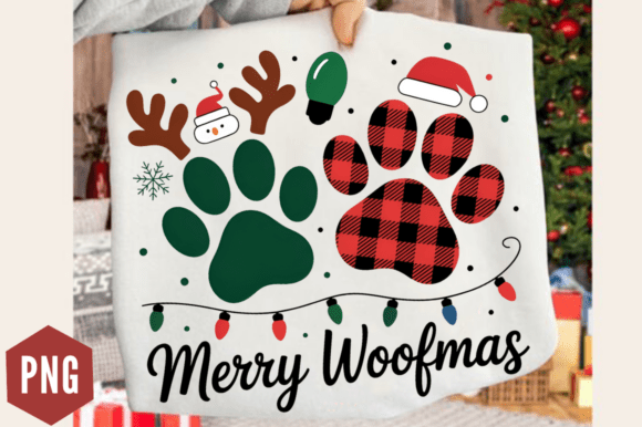 Dog Christmas PNG: Merry Woofmas Graphics for T-Shirt Designs