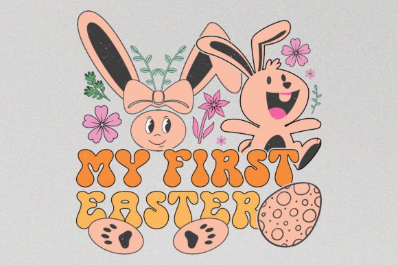 My First Retro Easter Sublimation Design: Graphics & T-Shirt Designs