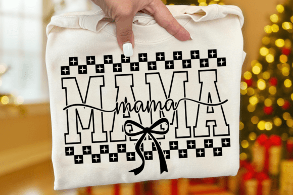 Retro Mama Checkered Bow SVG: Graphics for T-Shirt Designs