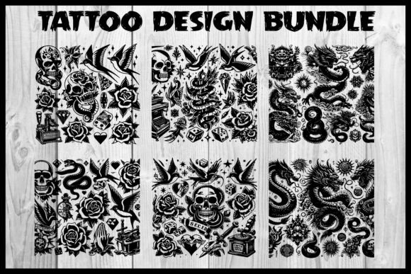 Tattoo Design Bundle – T-Shirts, Sticker Graphics for Crafts