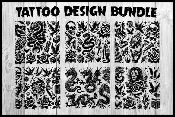 Tattoo T-Shirts Sticker Design Bundle: Graphics for Crafts & Branding